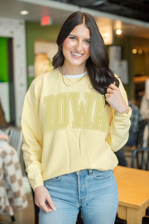 Iowa Tonal Puff Corded Crew